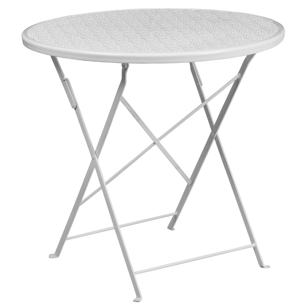 English Elm EE1679 Contemporary Commercial Grade Metal Patio Table and Chair Set White EEV-13139