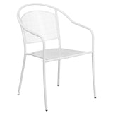 English Elm EE1679 Contemporary Commercial Grade Metal Patio Table and Chair Set White EEV-13139