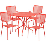 English Elm EE1682 Contemporary Commercial Grade Metal Patio Table and Chair Set Coral EEV-13154