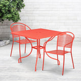 English Elm EE1687 Contemporary Commercial Grade Metal Patio Table and Chair Set Coral EEV-13184