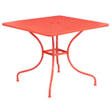 English Elm EE1687 Contemporary Commercial Grade Metal Patio Table and Chair Set Coral EEV-13184