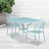 English Elm EE1687 Contemporary Commercial Grade Metal Patio Table and Chair Set Sky Blue EEV-13186