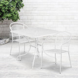 English Elm EE1687 Contemporary Commercial Grade Metal Patio Table and Chair Set White EEV-13187