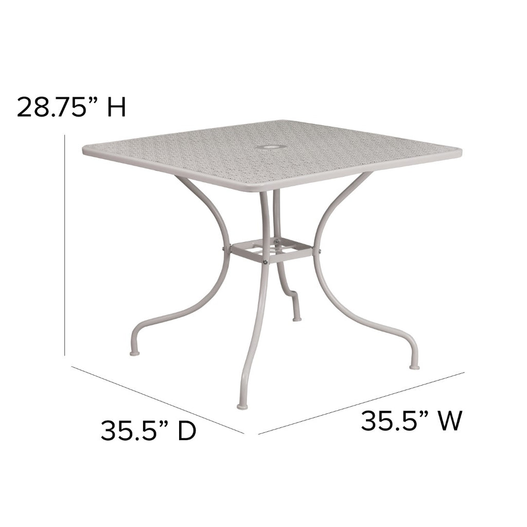 English Elm EE1691 Contemporary Commercial Grade Metal Patio Table Light Gray EEV-13209