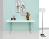 Struttura Console High Gloss White Polished Stainless Steel Legs.