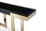 Sumo Console, 10Mm Glass Top, Connector In Black, Polished Gold Stainless Base.