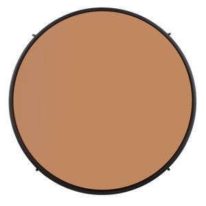 Ruby Contemporary Round Tray Top Coffee Table with Rose Gold Glass and Black Wood Frame, Stylish & Elegant