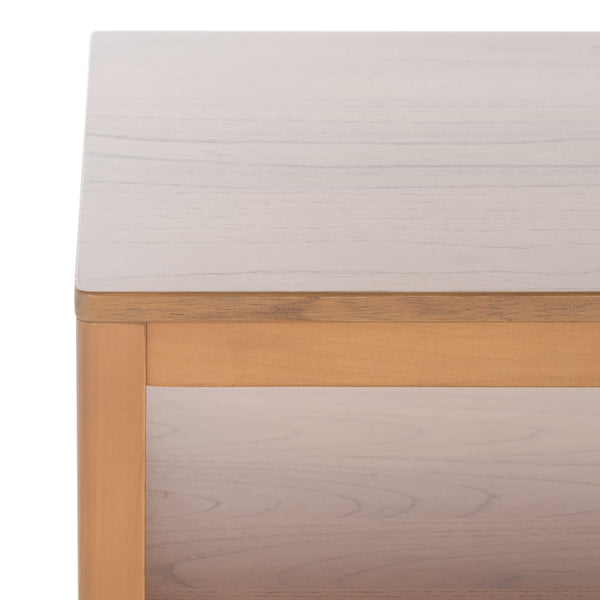 Miya Coffee Table: Stylish Rattan Mesh Design with Open Shelves for a Cozy Living Room Centerpiece