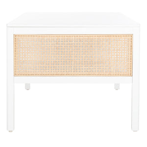 Miya Coffee Table: Stylish Rattan Mesh Design with Open Shelves for a Cozy Living Room Centerpiece