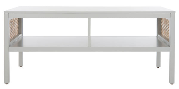 Miya Coffee Table: Stylish Rattan Mesh Design with Open Shelves for a Cozy Living Room Centerpiece