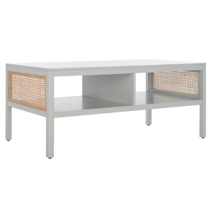 Miya Coffee Table: Stylish Rattan Mesh Design with Open Shelves for a Cozy Living Room Centerpiece
