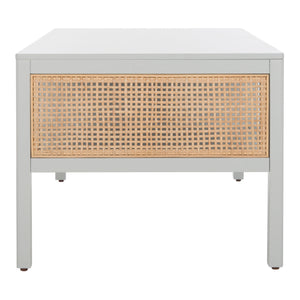Miya Coffee Table: Stylish Rattan Mesh Design with Open Shelves for a Cozy Living Room Centerpiece