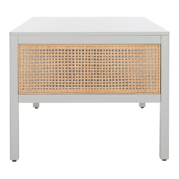 Miya Coffee Table: Stylish Rattan Mesh Design with Open Shelves for a Cozy Living Room Centerpiece