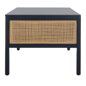 Miya Coffee Table: Stylish Rattan Mesh Design with Open Shelves for a Cozy Living Room Centerpiece