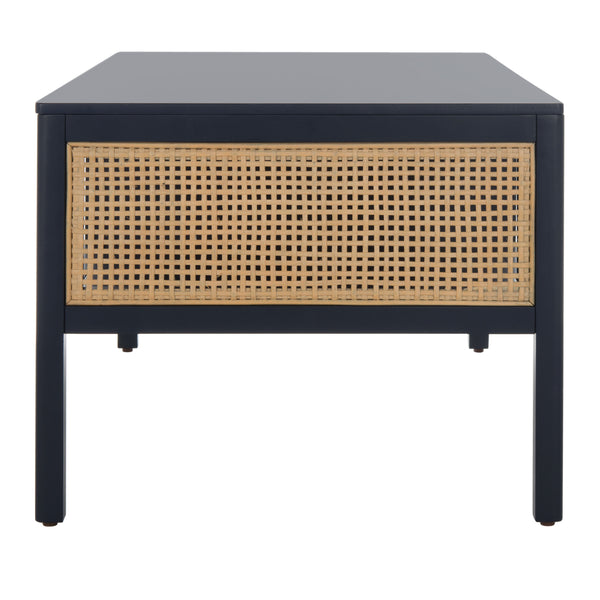 Miya Coffee Table: Stylish Rattan Mesh Design with Open Shelves for a Cozy Living Room Centerpiece