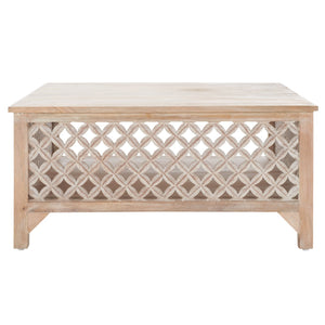 Squall Square 1 Shelf Coffee Table - Airy Architectural Design with Fretwork Carving for Your Home