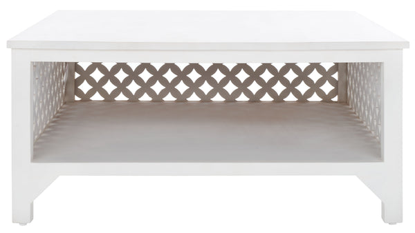 Squall Square 1 Shelf Coffee Table - Airy Architectural Design with Fretwork Carving for Your Home