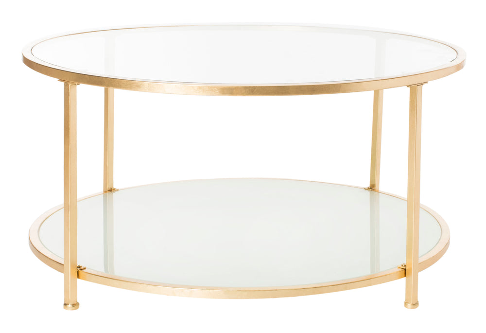 Ivy 2-Tier Round Coffee Table - Modern Elegance with Polished Glass & Luxurious Gold Finish, 38”