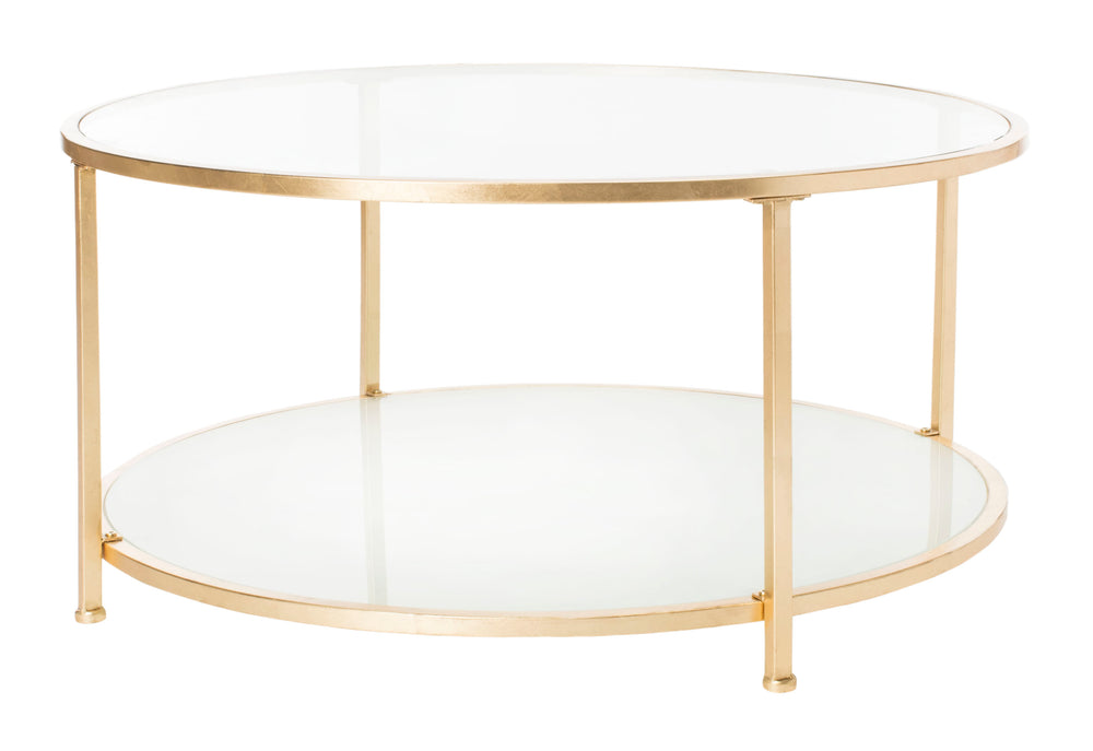 Ivy 2-Tier Round Coffee Table - Modern Elegance with Polished Glass & Luxurious Gold Finish, 38”