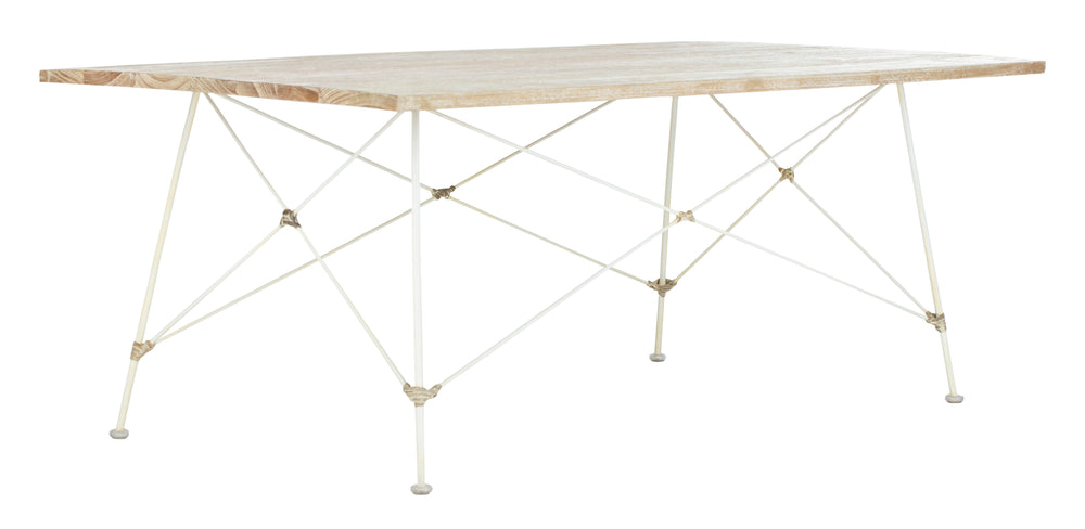 Cyprus Contemporary Rectangle Coffee Table - Stylish White Wash Finish & Chic Geometric Design