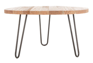 Dale Contemporary Free Edge Coffee Table - Weathered Oak with Dark Steel Legs for Modern Style