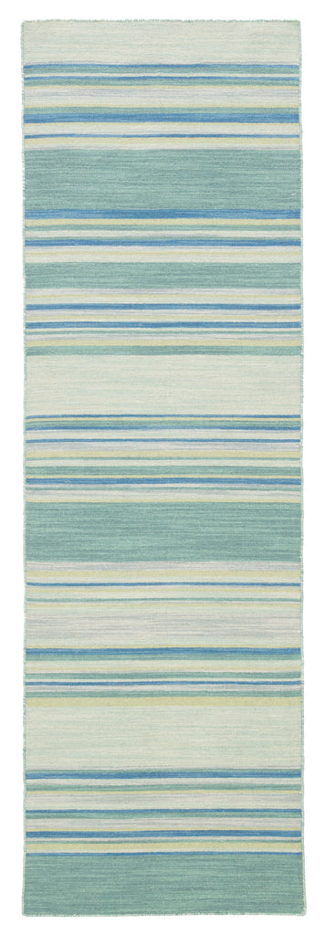 Jaipur Living Kiawah Handmade Stripe Blue/ Turquoise Runner Rug (2'6"X8')