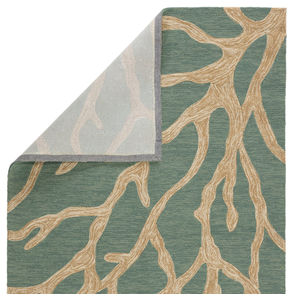 Jaipur Living Coral Indoor/ Outdoor Abstract Teal/ Tan Area Rug (8'10"X11'9")