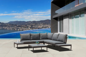 Shade Indoor / Outdoor Sectional With Coffee Table, Taiwanese Olifen Cushions In Grey, Aluminum ...