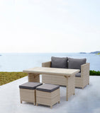 Abbie Outdoor Dining Collection, Beige Wicker With Aluminum Frame, 4Pc/Set Table:1Pc Size:W50 D2...
