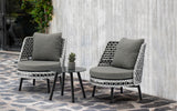Koala 3-Piece Outdoor Collection, 2 Chairs And Side Table With Black, White & Grey Wicker And Gr...