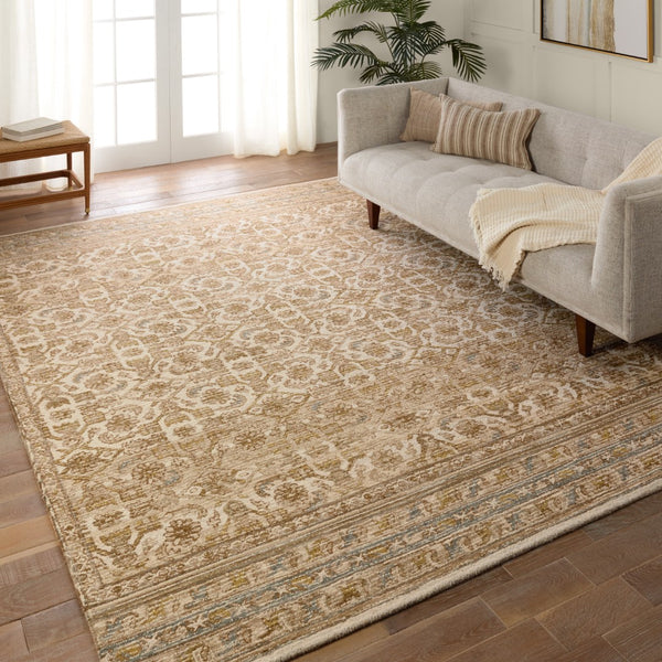 Jaipur Living Cardamom Sarang Vibe COM14 Hand Tufted 100% Wool Trellis Area Rug Brown 100% Wool RUG156015
