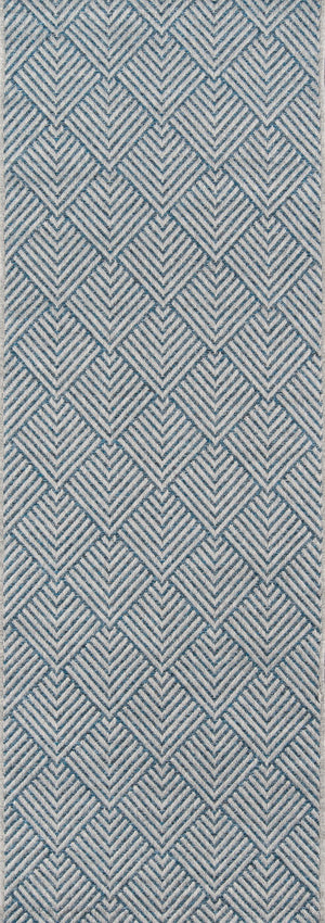 Momeni Como COM-3 Machine Made Contemporary Geometric Indoor/Outdoor Area Rug Blue 9'10" x 13'2" COMO0COM-3BLU9AD2