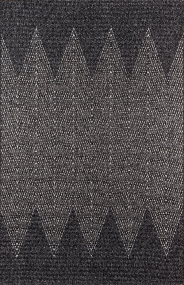Momeni Como COM-5 Machine Made Contemporary Geometric, Zig Zag Indoor/Outdoor Area Rug Charcoal 9'10" x 13'2" COMO0COM-5CHR9AD2