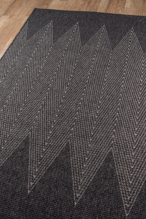 Momeni Como COM-5 Machine Made Contemporary Geometric, Zig Zag Indoor/Outdoor Area Rug Charcoal 9'10" x 13'2" COMO0COM-5CHR9AD2
