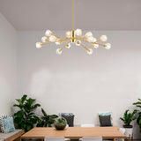 Bethel Shiny Gold Chandelier in Steel & Crystal