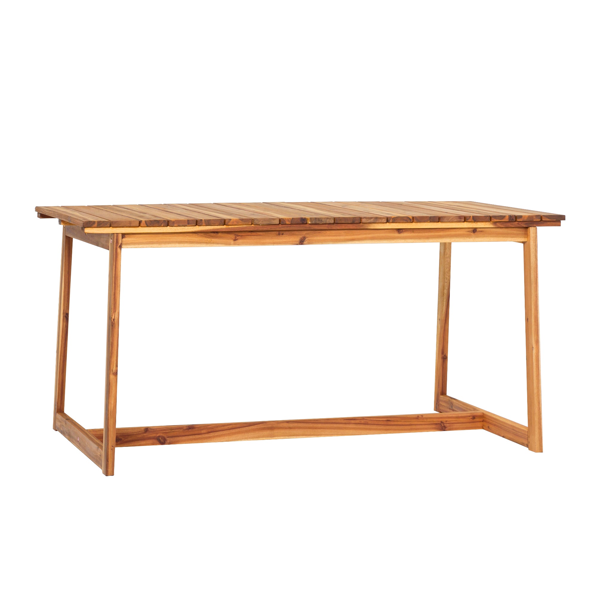 Cologne Solid Wood Outdoor Dining Table - Sleek Modern Slatted Design