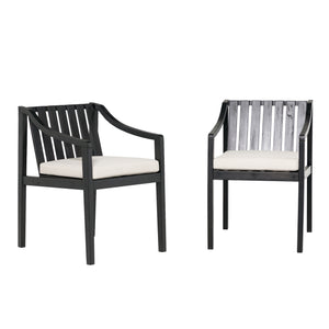 Walker Edison Cologne Modern/Contemporary Modern Solid Wood Outdoor Curved Arm Dining Chair (set of 2) COODDCBLB