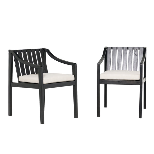 Walker Edison Cologne Modern/Contemporary Modern Solid Wood Outdoor Curved Arm Dining Chair (set of 2) COODDCBLB