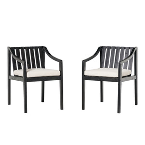 Walker Edison Cologne Modern/Contemporary Modern Solid Wood Outdoor Curved Arm Dining Chair (set of 2) COODDCBLB
