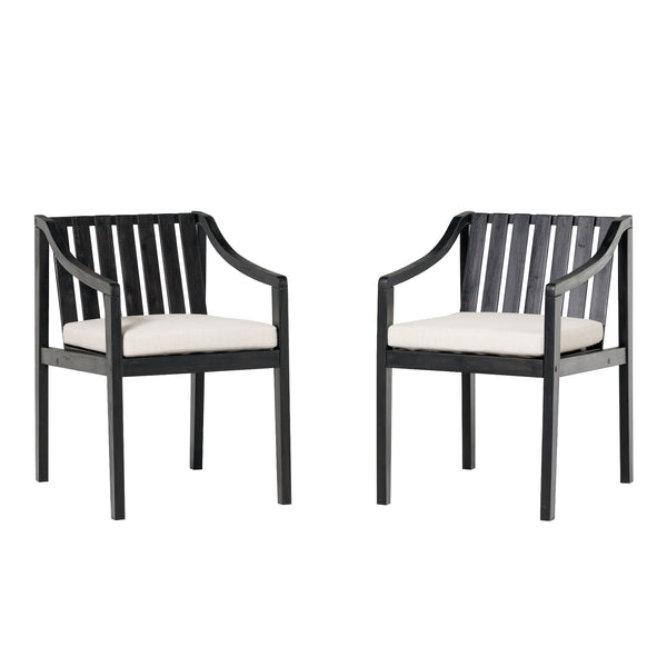 Walker Edison Cologne Modern/Contemporary Modern Solid Wood Outdoor Curved Arm Dining Chair (set of 2) COODDCBLB