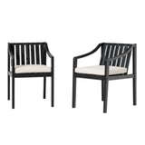 Walker Edison Cologne Modern/Contemporary Modern Solid Wood Outdoor Curved Arm Dining Chair (set of 2) COODDCBLB