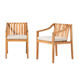 Walker Edison Cologne Modern/Contemporary Modern Solid Wood Outdoor Curved Arm Dining Chair (set of 2) COODDCNLB