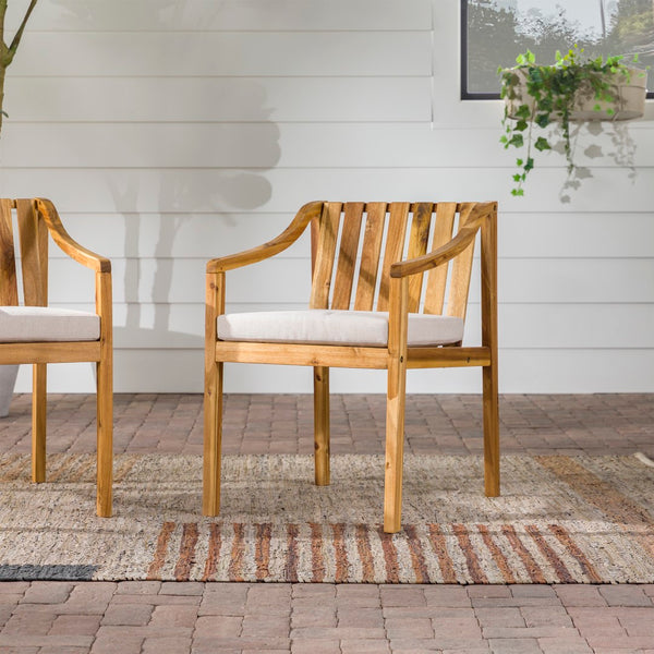 Walker Edison Cologne Modern/Contemporary Modern Solid Wood Outdoor Curved Arm Dining Chair (set of 2) COODDCNLB