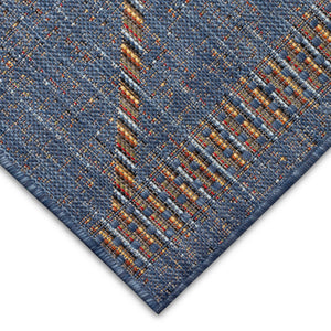 Trans-Ocean Liora Manne Avena Diamond Stripe Casual Indoor/Outdoor Power Loomed 91% Polypropylene/9% Polyester Rug Denim 7'10" x 9'10"