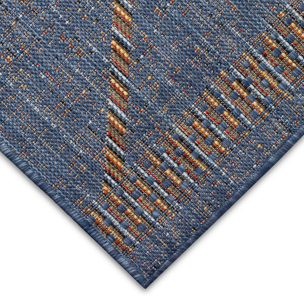 Trans-Ocean Liora Manne Avena Diamond Stripe Casual Indoor/Outdoor Power Loomed 91% Polypropylene/9% Polyester Rug Denim 7'10" x 9'10"