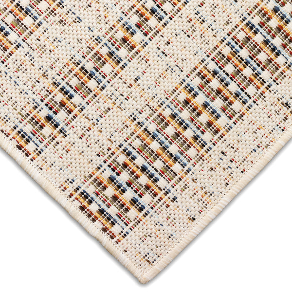 Trans-Ocean Liora Manne Avena Mosaic Stripe Casual Indoor/Outdoor Power Loomed 91% Polypropylene/9% Polyester Rug Ivory 7'10" x 9'10"