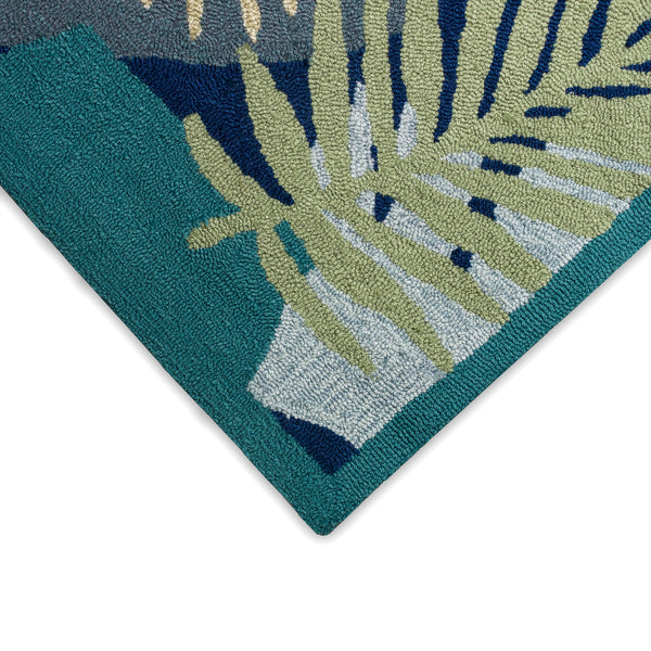 Trans-Ocean Liora Manne Capri Patchwork Palms Casual Indoor/Outdoor Hand Tufted 80% Polyester/20% Acrylic Rug Navy 8'3" x 11'6"