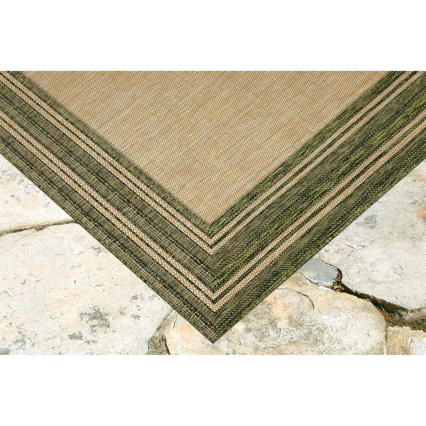 Trans-Ocean Liora Manne Carmel Multi Border Casual Indoor/Outdoor Power Loomed 87% Polypropylene/13% Polyester Rug Green 7'10" x 9'10"