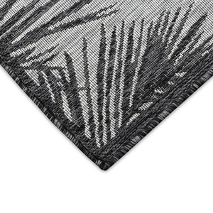Trans-Ocean Liora Manne Carmel Fronds Casual Indoor/Outdoor Power Loomed 87% Polypropylene/13% Polyester Rug Black 7'10" x 9'10"