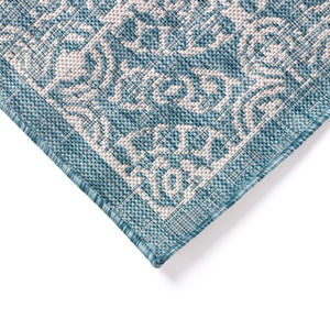 Trans-Ocean Liora Manne Carmel Antique Tile Casual Indoor/Outdoor Power Loomed 87% Polypropylene/13% Polyester Rug Aqua 7'10" x 9'10"